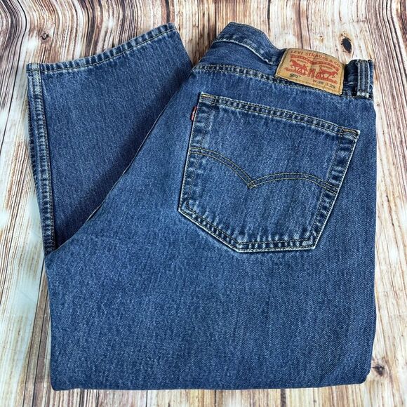Levi's 505 Straight Leg Regular Fit Mens Size 34x27.5 Blue Jeans Denim Pants - Picture 1 of 10